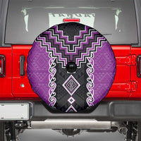 Purple Niho Taniwha Mix Poutama Spare Tire Cover Unique Taniko Aotearoa LT01 - Polynesian Pride