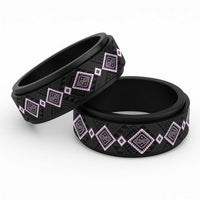 Purple Niho Taniwha Mix Poutama Spinner Ring Unique Taniko Aotearoa LT01 Black Purple - Polynesian Pride