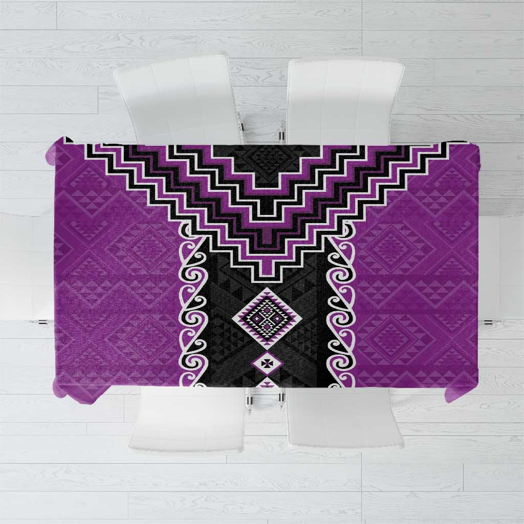 Purple Niho Taniwha Mix Poutama Tablecloth Unique Taniko Aotearoa