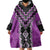 Purple Niho Taniwha Mix Poutama Wearable Blanket Hoodie Unique Taniko Aotearoa