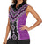 Purple Niho Taniwha Mix Poutama Women Sleeveless Polo Shirt Unique Taniko Aotearoa