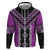 Purple Niho Taniwha Mix Poutama Zip Hoodie Unique Taniko Aotearoa