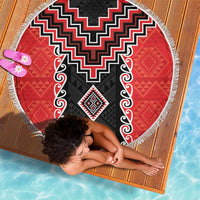Red Niho Taniwha Mix Poutama Beach Blanket Unique Taniko Aotearoa LT01 - Polynesian Pride