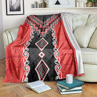 Red Niho Taniwha Mix Poutama Blanket Unique Taniko Aotearoa LT01 Red - Polynesian Pride