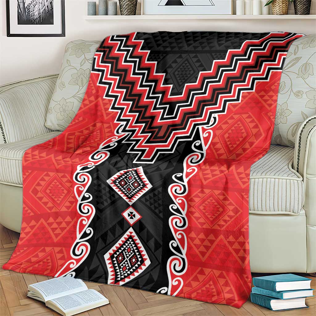 Red Niho Taniwha Mix Poutama Blanket Unique Taniko Aotearoa LT01 - Polynesian Pride