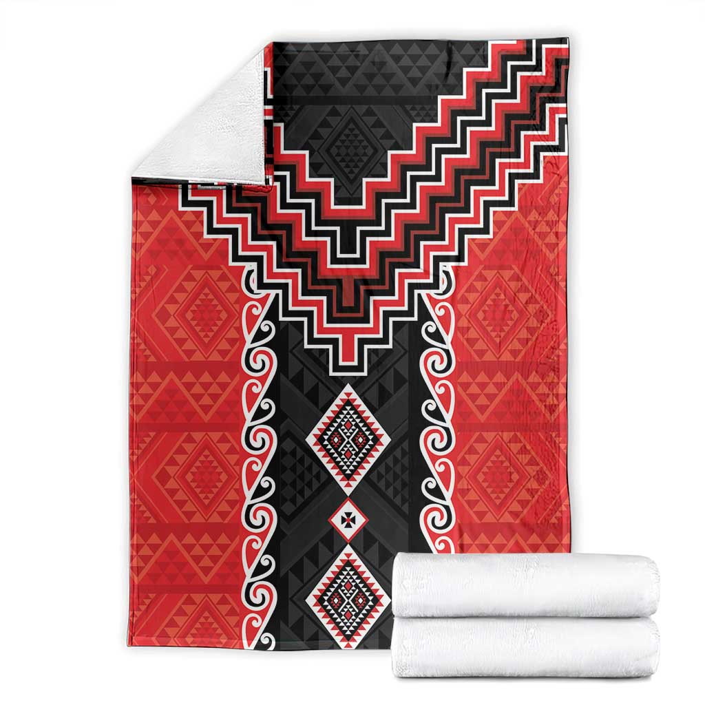 Red Niho Taniwha Mix Poutama Blanket Unique Taniko Aotearoa LT01 - Polynesian Pride