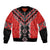 Red Niho Taniwha Mix Poutama Bomber Jacket Unique Taniko Aotearoa