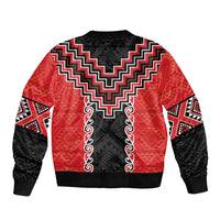 Red Niho Taniwha Mix Poutama Bomber Jacket Unique Taniko Aotearoa LT01 - Polynesian Pride