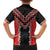 Red Niho Taniwha Mix Poutama Family Matching Short Sleeve Bodycon Dress and Hawaiian Shirt Unique Taniko Aotearoa