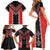 Red Niho Taniwha Mix Poutama Family Matching Short Sleeve Bodycon Dress and Hawaiian Shirt Unique Taniko Aotearoa