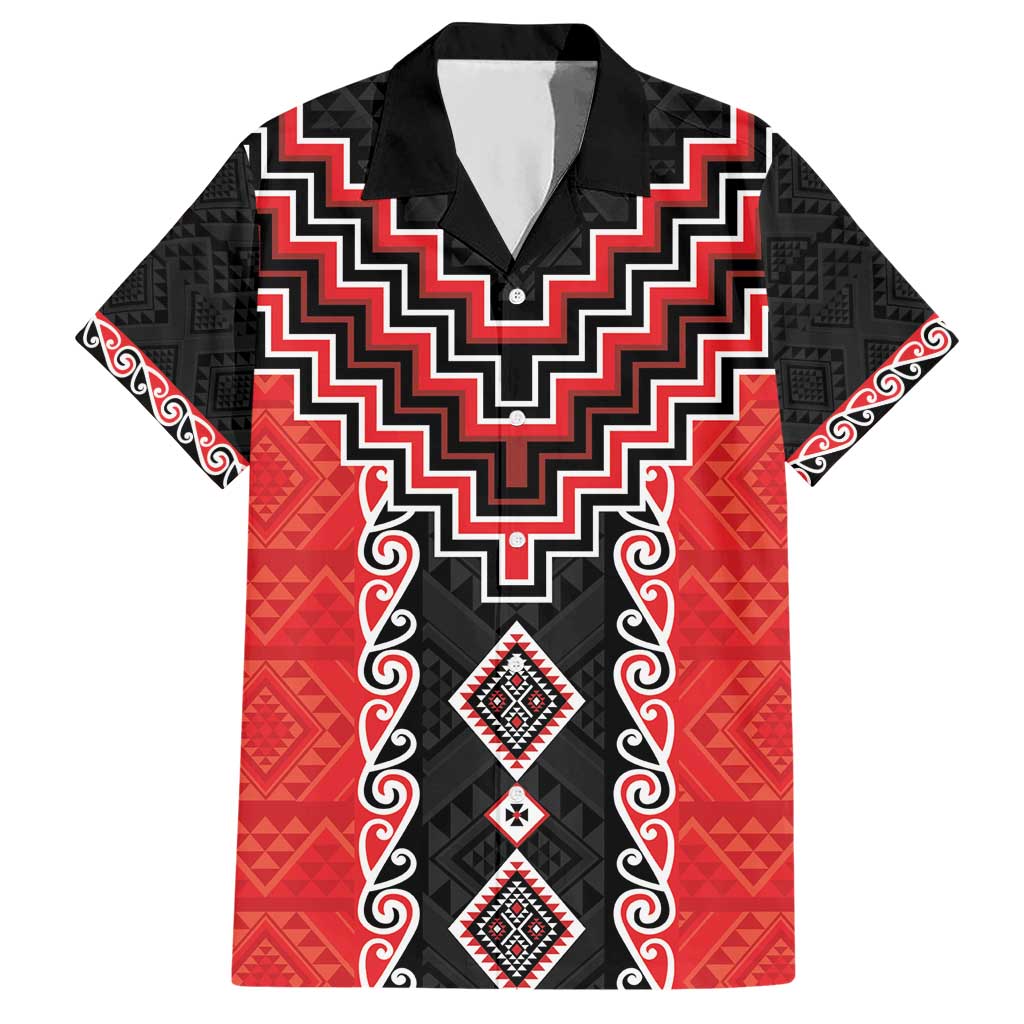 Red Niho Taniwha Mix Poutama Hawaiian Shirt Unique Taniko Aotearoa LT01 Red - Polynesian Pride