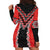 Red Niho Taniwha Mix Poutama Hoodie Dress Unique Taniko Aotearoa