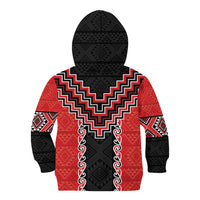 Red Niho Taniwha Mix Poutama Kid Hoodie Unique Taniko Aotearoa LT01 - Polynesian Pride