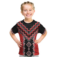 Red Niho Taniwha Mix Poutama Kid T Shirt Unique Taniko Aotearoa LT01 Red - Polynesian Pride
