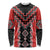 Red Niho Taniwha Mix Poutama Long Sleeve Shirt Unique Taniko Aotearoa