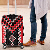 Red Niho Taniwha Mix Poutama Luggage Cover Unique Taniko Aotearoa LT01 Red - Polynesian Pride