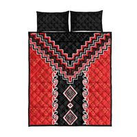 Red Niho Taniwha Mix Poutama Quilt Bed Set Unique Taniko Aotearoa LT01 - Polynesian Pride