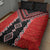 Red Niho Taniwha Mix Poutama Quilt Bed Set Unique Taniko Aotearoa