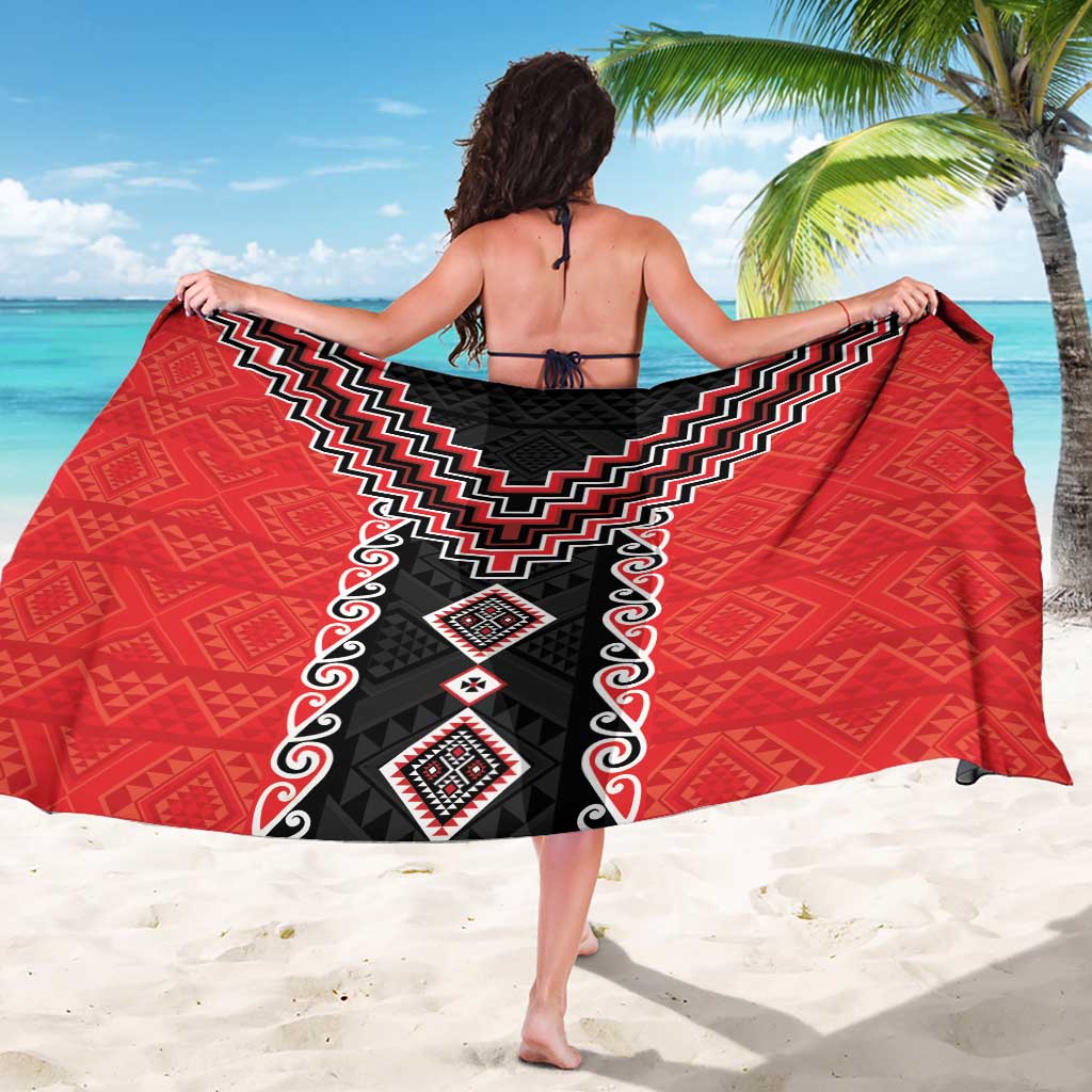 Red Niho Taniwha Mix Poutama Sarong Unique Taniko Aotearoa LT01 - Polynesian Pride