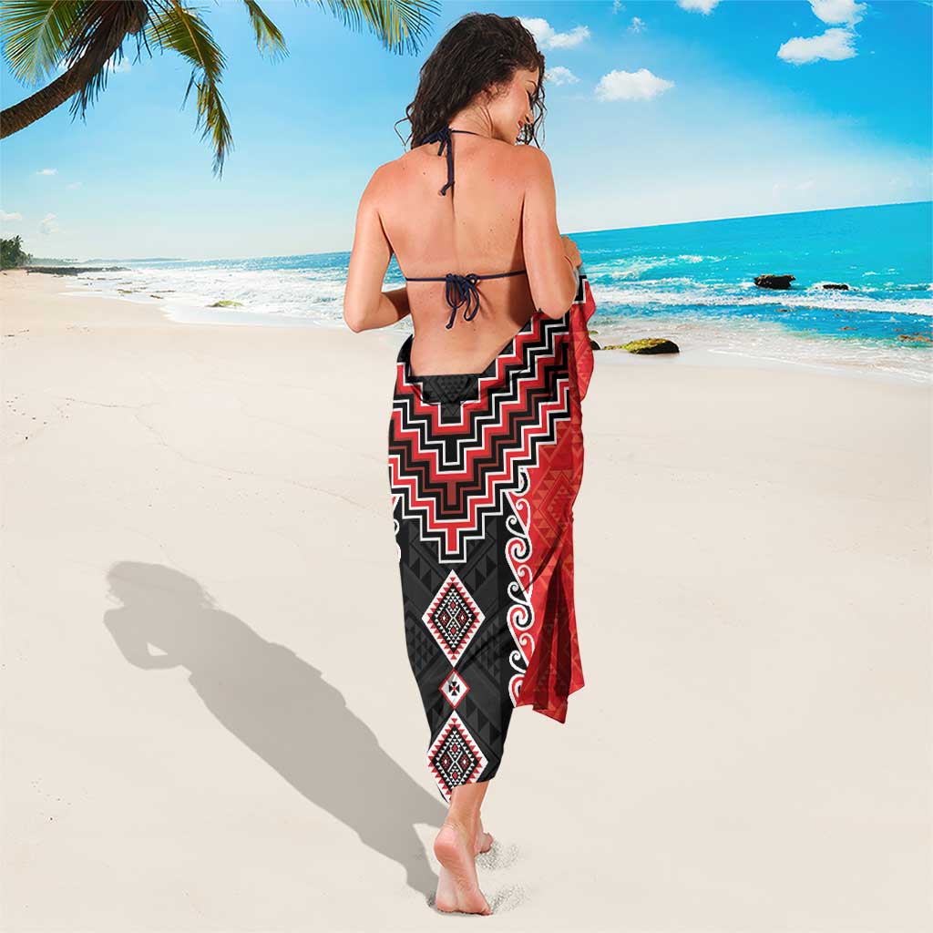 Red Niho Taniwha Mix Poutama Sarong Unique Taniko Aotearoa LT01 - Polynesian Pride