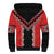 Red Niho Taniwha Mix Poutama Sherpa Hoodie Unique Taniko Aotearoa