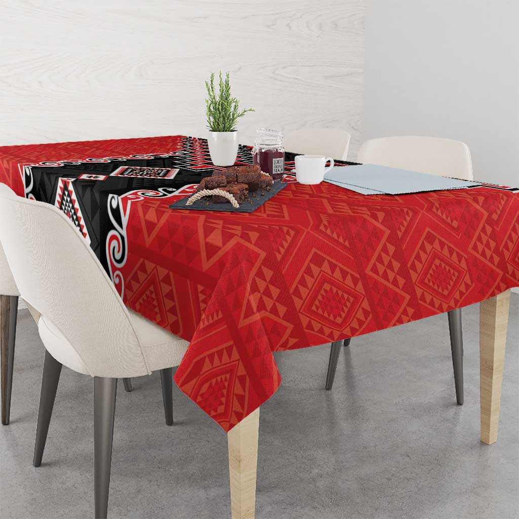 Red Niho Taniwha Mix Poutama Tablecloth Unique Taniko Aotearoa LT01 - Polynesian Pride
