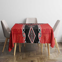 Red Niho Taniwha Mix Poutama Tablecloth Unique Taniko Aotearoa LT01 - Polynesian Pride