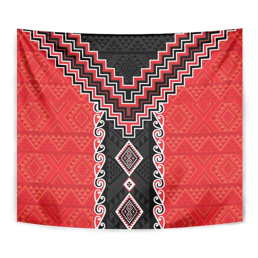 Red Niho Taniwha Mix Poutama Tapestry Unique Taniko Aotearoa LT01 - Polynesian Pride