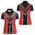 Red Niho Taniwha Mix Poutama Women Polo Shirt Unique Taniko Aotearoa