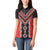 Red Niho Taniwha Mix Poutama Women Polo Shirt Unique Taniko Aotearoa