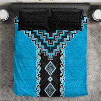 Sky Blue Niho Taniwha Mix Poutama Bedding Set Unique Taniko Aotearoa LT01 Sky Blue - Polynesian Pride