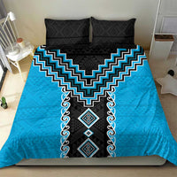 Sky Blue Niho Taniwha Mix Poutama Bedding Set Unique Taniko Aotearoa LT01 - Polynesian Pride