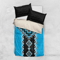 Sky Blue Niho Taniwha Mix Poutama Bedding Set Unique Taniko Aotearoa LT01 US Twin 172cm x 218cm Sky Blue - Polynesian Pride