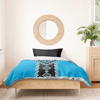 Sky Blue Niho Taniwha Mix Poutama Bedding Set Unique Taniko Aotearoa LT01 - Polynesian Pride