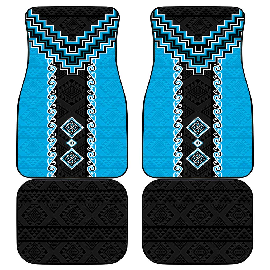 Sky Blue Niho Taniwha Mix Poutama Car Mats Unique Taniko Aotearoa LT01 - Polynesian Pride