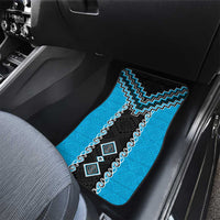 Sky Blue Niho Taniwha Mix Poutama Car Mats Unique Taniko Aotearoa LT01 - Polynesian Pride