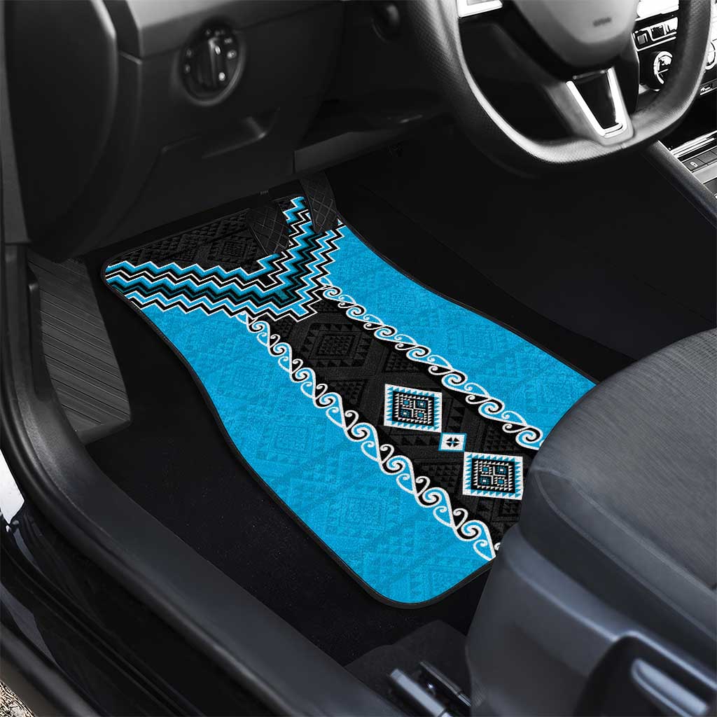 Sky Blue Niho Taniwha Mix Poutama Car Mats Unique Taniko Aotearoa LT01 - Polynesian Pride