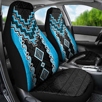 Sky Blue Niho Taniwha Mix Poutama Car Seat Cover Unique Taniko Aotearoa LT01 - Polynesian Pride