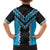 Sky Blue Niho Taniwha Mix Poutama Family Matching Long Sleeve Bodycon Dress and Hawaiian Shirt Unique Taniko Aotearoa