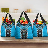 Sky Blue Niho Taniwha Mix Poutama Grocery Bag Unique Taniko Aotearoa LT01 3-pack One Size Sky Blue - Polynesian Pride