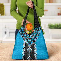 Sky Blue Niho Taniwha Mix Poutama Grocery Bag Unique Taniko Aotearoa LT01 - Polynesian Pride