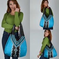 Sky Blue Niho Taniwha Mix Poutama Grocery Bag Unique Taniko Aotearoa LT01 - Polynesian Pride