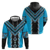 Sky Blue Niho Taniwha Mix Poutama Hoodie Unique Taniko Aotearoa LT01 - Polynesian Pride