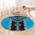 Sky Blue Niho Taniwha Mix Poutama Round Carpet Unique Taniko Aotearoa