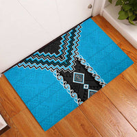 Sky Blue Niho Taniwha Mix Poutama Rubber Doormat Unique Taniko Aotearoa LT01 - Polynesian Pride
