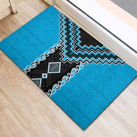 Sky Blue Niho Taniwha Mix Poutama Rubber Doormat Unique Taniko Aotearoa LT01 - Polynesian Pride