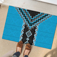 Sky Blue Niho Taniwha Mix Poutama Rubber Doormat Unique Taniko Aotearoa LT01 - Polynesian Pride