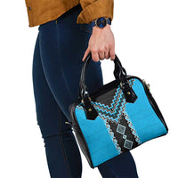 Sky Blue Niho Taniwha Mix Poutama Shoulder Handbag Unique Taniko Aotearoa LT01 - Polynesian Pride