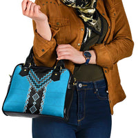 Sky Blue Niho Taniwha Mix Poutama Shoulder Handbag Unique Taniko Aotearoa LT01 - Polynesian Pride