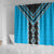 Sky Blue Niho Taniwha Mix Poutama Shower Curtain Unique Taniko Aotearoa